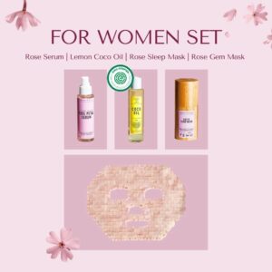 Alternative view of Rose Quartz Spa Gift Set for Women | 4-Piece Skincare Self-Care Kit | Crystal Gem Eye Mask, Hydrating Rose Petal Serum, & 5oz Lemon Coco Oil | Natural Beauty Treatment Kit