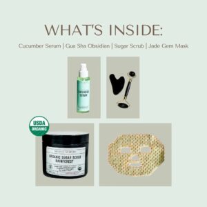 Alternative view of Men's 4-Piece Deluxe Skincare Gift Set | Cooling Jade Gem Mask, Obsidian Gua Sha Tool, Hydrating Cucumber Serum, & Detoxifying Sugar Scrub | Natural Grooming and Face Massage Kit